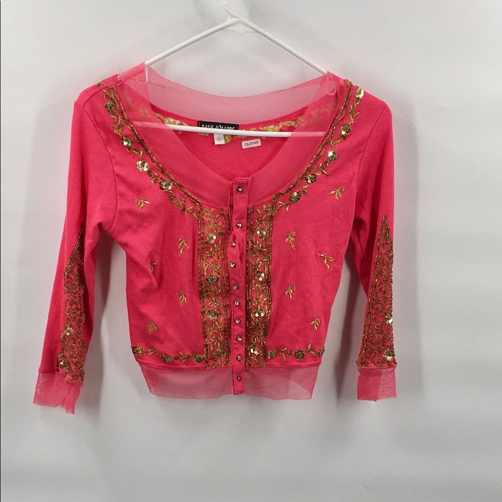Basil & Maude Pink Bling Butyon Shrug Card…